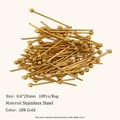Detail van 18K vergulde roestvrijstalen kogelpinnen van 0,6x20mm voor DIY-sieraden - Bolstifter Stijl A (0.6*20MM) / Goud