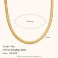 Minimalist 18K gold plated stainless steel 4mm flat blade snake chain necklace for women - Herringbone Chain (N175) / 45cm+5cm / Gold