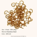 Macro-opname van 50 stuks 1x6mm roestvrijstalen 18K vergulde buigringen voor DIY-sieraden - Buigring Stijl C (1*6MM) / Goud