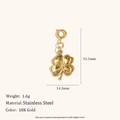 18K gold plated stainless steel four-leaf clover pendant with spring clasp detail - Flower Pendant - Gold