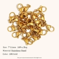Lot de 10 fermoirs mousquetons en acier inoxydable doré 7x11mm pour bijoux - Fermoir Mousqueton Style B (7*11MM) / Or