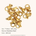 Lot de 10 fermoirs mousquetons en acier inoxydable plaqué or 18 carats 7x10mm - Fermoir Mousqueton Style A (7*10MM) / Or