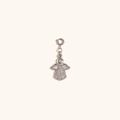 Silver angel pendant with floral relief and spring clasp in polished stainless steel - Angel Pendant - Steel Color