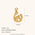 Horshoe and horse head pendant in 18K gold plated stainless steel with spring clasp - Horse Head Pendant - Gold