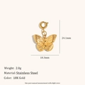18K gold plated stainless steel butterfly pendant with engraved wing texture details - Butterfly Pendant Style 2 - Gold