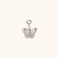Polished silver butterfly pendant with detailed metal wings and spring ring clasp - Butterfly Pendant Style 2 - Steel Color