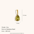 Minimalist teardrop pendant in 18K gold plated stainless steel with faceted green stone - Olive Yellow