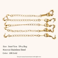 Set van 5 vergulde roestvrijstalen verlengkettingen met karabijnsluitingen en labels - Handgemaakte Ketting Eindset (3MM*5CM) / Goud
