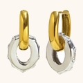 Bicolor 18K vergoldete Edelstahl-Ohrringe in Ovalform mit funkelnden Zirkonia-Kristallen - Ovaler Strass-Anhänger Ohrringe - Zweifarbig