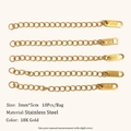 Set van vijf 18K vergulde roestvrijstalen verlengkettingen voor sieraden met K18-tags - Verlengketting Met Tag (3MM*5CM) / Goud