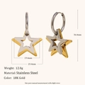 Dettagli degli orecchini a stella a doppio strato in acciaio inossidabile placcato oro - Stile Stella a Doppio Strato (E8298) / Oro