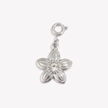 Silver flower pendant with clear zircon stone and spring clasp closure for jewelry - Zirconia Flower Pendant - Steel Color