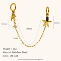 Detail of 18K gold plated stainless steel chain with starfish and blue gemstone charms - Gesture Starfish Style