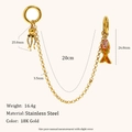 Detailed view of 18K gold stainless steel chain with octopus and pink crystal fish charms - Octopus Style