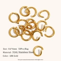 50 stuks 0.6x4mm 316L roestvrijstalen buigringen in 18K goud voor DIY-sieraden - Buigring Stijl A (0.6*4MM) / Goud