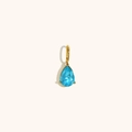 Pendentif goutte minimaliste plaqué or 18K avec une pierre précieuse bleu clair facettée - Aigue-marine