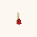 Minimalist 18K gold-plated stainless steel teardrop pendant with pear-cut red crystal - Ruby Red