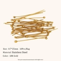 18K goud vergulde roestvrijstalen kogelkopspelden 0,7x25mm voor sieraden 10 stuks - Bolstifter Stijl B (0.7*25MM) / Goud