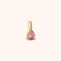 Minimalist 18K gold plated teardrop pendant featuring a polished pink pear-cut gemstone - Pink Zircon