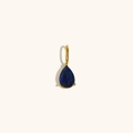Elegant 18K gold plated teardrop pendant with dark blue faceted gemstone and prong setting - Sapphire Blue