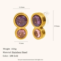 Clip per orecchio in acciaio inossidabile placcato oro 18K con zirconi rosa - Orecchini a bottone a forma di 8 - Oro