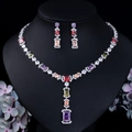 Elegant multi-colored zircon necklace and earring set for evening gowns and wedding parties - Colorful