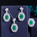 Set di gioielli verde zaffiro con pietre taglio smeraldo e accenti di zircone - Verde Opaco