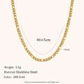 Detailed size specifications for a 3mm 18K gold-plated stainless steel Figaro chain necklace - Figaro Chain (N2501) / 3mm 45cm / Gold