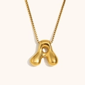 Collar de acero inoxidable chapado en oro 18K con colgante letra A burbuja 3D - Dorado-A