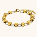 Zweifarbiges 18K vergoldetes Edelstahl-Perlenarmband mit gold-silbernen Gliedern - Gold und Silber Zweifarbig
