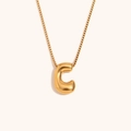 Elegante collar con colgante de letra C burbuja 3D en acero inoxidable chapado en oro 18K - Dorado-C