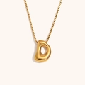 Collar de acero inoxidable chapado en oro de 18K con colgante de letra D burbuja - Dorado-D