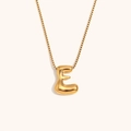 Collana con lettera E a bolla 3D in acciaio inossidabile placcato oro 18K e catena - Oro-E