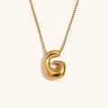 Collana in acciaio inossidabile placcato oro 18K con ciondolo lettera G a sbuffo - Oro-G