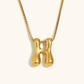 Collana in acciaio inossidabile placcato oro 18K con ciondolo a lettera H 3D bubble - Oro-H