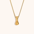 Collana con ciondolo a goccia placcata oro 18 carati lucido con catena a maglia box - Oro-I