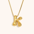 Collana con ciondolo a lettera K 3D in acciaio inossidabile placcato oro 18K con catena - Oro-K
