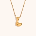 Collana minimalista in acciaio inossidabile placcato oro 18K con ciondolo a lettera L - Oro-L
