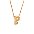 Collana in acciaio inossidabile placcato oro 18K con ciondolo a lettera P a sbuffo 3D - Oro-P
