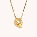 Collana in acciaio inossidabile placcata oro 18K con ciondolo a lettera Q bombata 3D - Oro-Q
