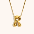 Collana con pendente a lettera R 3D placcata in oro 18K con una fine catena a box - Oro-R