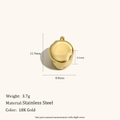 Detailed view of 18K gold plated stainless steel bead pendant with 11.9x8.8mm dimensions - DIY Solid Barrel Bead / Gold