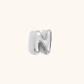 Μενταγιόν γράμμα Ν σε στυλ μπαλονιού από γυαλισμένο ανοξείδωτο ατσάλι σε ασήμι - Γράμμα-N / Χρώμα Ατσαλιού