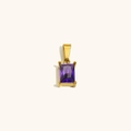 Elegante colgante rectangular de circón púrpura engastado en acero inoxidable bañado en oro 18K - Oro Púrpura (E6850)