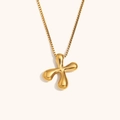 Collana a catena box in acciaio inossidabile placcata oro 18K con ciondolo a croce fusa - Oro-X