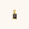 Colgante rectangular de circón negro y acero inoxidable chapado en oro 18K de diseño sobrio - Oro Negro (E6850)
