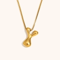 Collana in acciaio inossidabile placcato oro 18K con pendente a bolla organica - Oro-Y