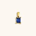 Colgante rectangular de oro de 18K con una piedra de circonita azul talla esmeralda - Oro Azul (E6850)