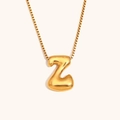 Collana dorata con ciondolo a lettera Z 3D bubble e catena box da donna - Oro-Z