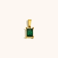 Colgante rectangular de oro de 18K con esmeralda y circonita con engaste de cuatro garras - Oro Verde (E6850)